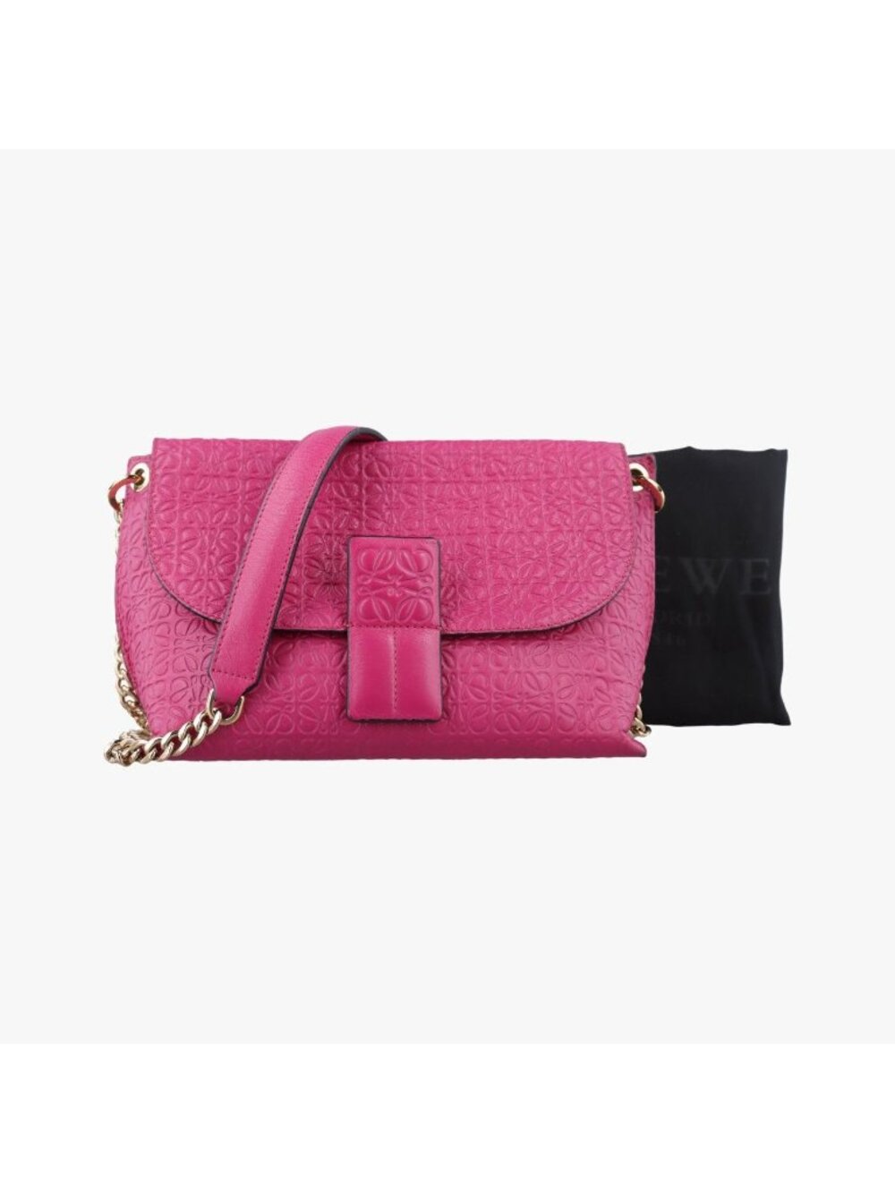 Loewe Avenue Rose Red Leather Shoulder Bag
